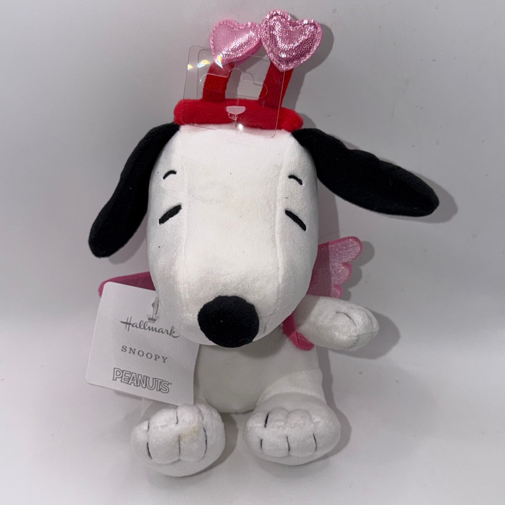 Hallmark OS Snoopy Cupid Valentine's Day Heart Headband Wings Peanuts Plush